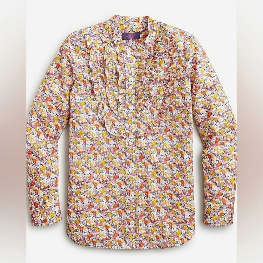 J.Crew Band-collar Ruffle-front shirt in Liberty® Libby Floral Small